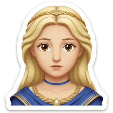 Metis The blonde pre-Olympian goddess of wisdom, counsel, and deep thought. She was the first wife and advisor of Zeus and the mother of Athena, the later goddess of wisdom. Her name connoted "cunning intelligence," a quality highly valued in Greek heroes like Odysseus. 
 sticker