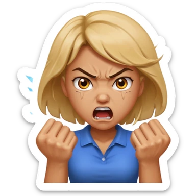 very angry and mad enraged fuming foaming at the mouth emoji really mad and sweating lots of detail girl  sticker