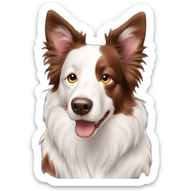 white red merle border collie with brownish spots and different eyes sticker