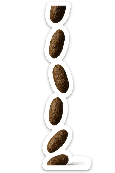 FECI DI ANIMALE A PALLINE UN PO' ALLUNGATE CADONO DALL'ALTO VERTICALMENTE, IPERREALISTICO 4K sticker