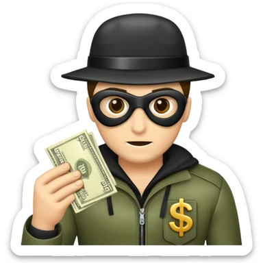 Robber with money na mão direita  sticker