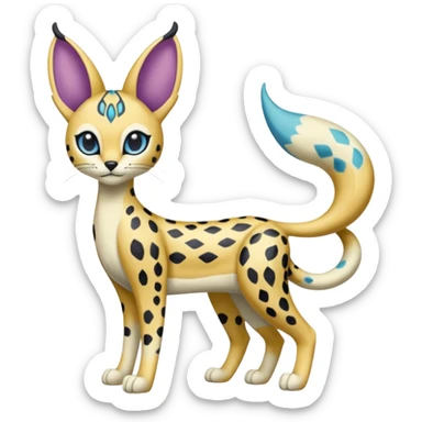 Colorful Marked Randomly Patterned Exotic Meloetta-Serval-Cresselia-Palkia-Stitch-Fakémon-creature-hybrid sticker