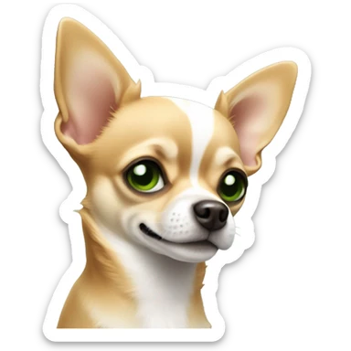 Light brown and white Chihuahua with a bolond with green eyes  sticker