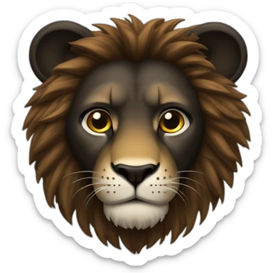 Lion crinière noire fourrure marron yeux verts   sticker