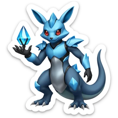 Shiny Futuristic Dusclops-Dusknoir-Salandit-Glaceon-Fakémon-hybrid-creature (full body)  sticker