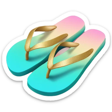 Realistic teal pink and gold ombre flip flop. sticker