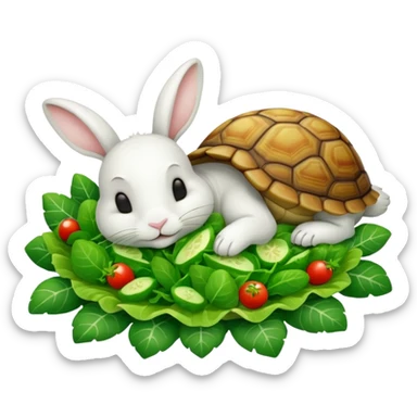  lapin qui dort et la tortu qui mange de la salade sticker