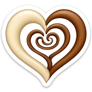 heart emoji, swirled with brown and cream sticker