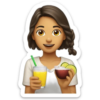 Colombian girl throwing an aspiring on a drinks sticker