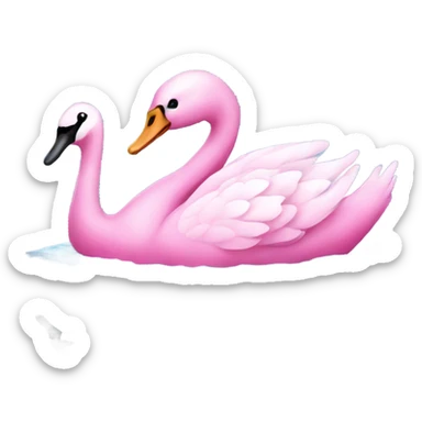 Pink swan swimming with bow  sticker