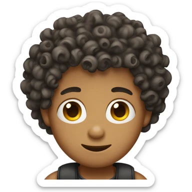 curly coily hair boy sticker