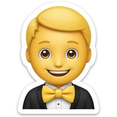 emoji wearing a bow-tie with letters LoL on the Bowtie sticker