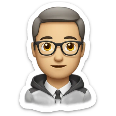 man-glasses-shorthair-teacher-kind-strict-Chinese sticker