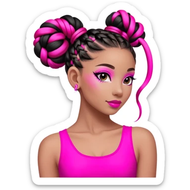 "A dancer in a black and neon pink outfit with a beautifully braided bun." sticker