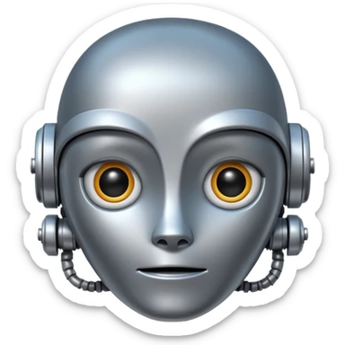 Pretty robot with stiff emotion sticker