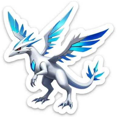 Futuristic Modern Epic Legendary Shiny Cyber-Latios-Latias-Dialga-Reshiram-Creature, (full body) sticker