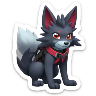Cool Edgy Zorua-Zoroark-Mightyena with a collar and harness full body sticker