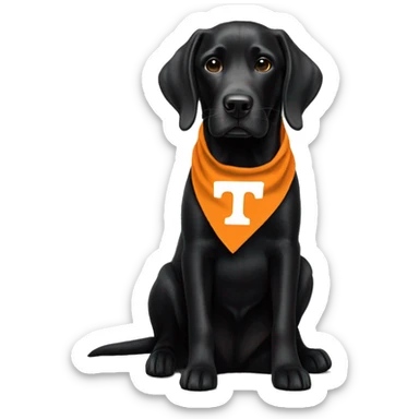 Black lab dog wearing University of Tennessee, Vols bandana sticker