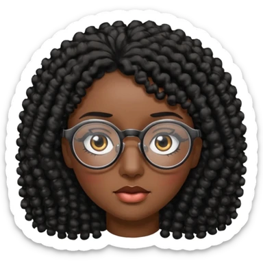 Visage avec les cheveux bouclés noir et des lunettes et des yeux zoomer sticker