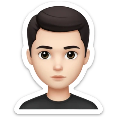 Very pretty handsome bratz man,  short dark hair, has black eyes , pale skin, defined jawline sticker