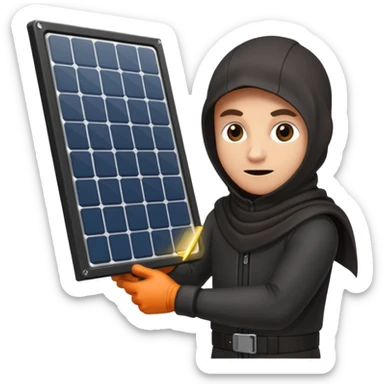 A thief is steal a solar panel sticker