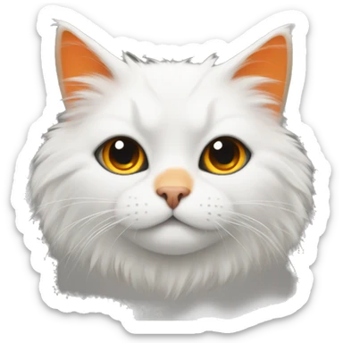 white orange and black fluffy cat sticker