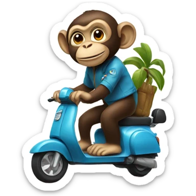 a monkey on a scooter sticker