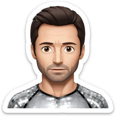 Hugh Jackman with Dark Brown Hair, Silver Sequin Outfit sticker