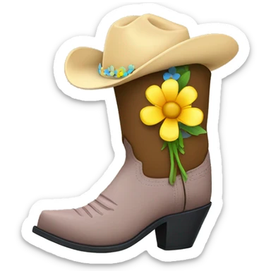 Cowboy boot with flowers sticker