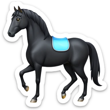cinematic-[black horse]-realistic-full-body-standing-emoji,-tail-flicking-lazily,-head-tilted-dramatically,-sleek-[black]-coat,-simplified-yet-realistic-focused-features,-highly-detailed,-glowing-with-an-almost-sarcastic-glow sticker