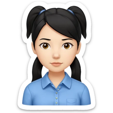 cewe lembut rambut hitam  kuncir satu kayak cute gitu tapi gausah adakepangnya  dan sudah agak dewasa gitu bajunya yang cute kemeja sticker