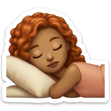 Light skin girl with rich copper hair color sleeping sticker