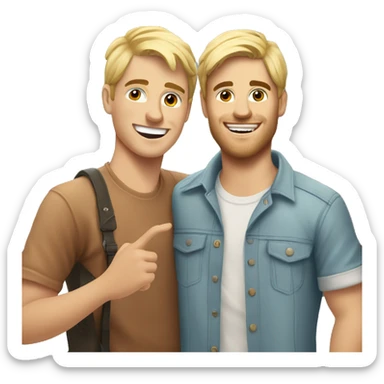 blonde young man smiling with an argentinian mate in his hand sticker