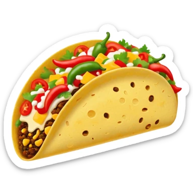 Mexican cuisine humanless avatar in bright style illustration. Taco with peppers, colorful palette, simple shapes, flat design, festive and bold. sticker