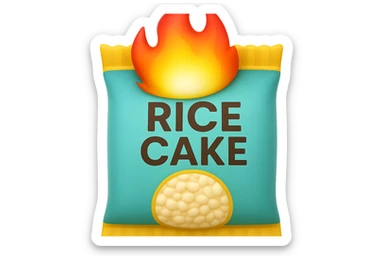 emoji stile iphone di un pacco di gallette di riso con fiamma 3d sopra sticker