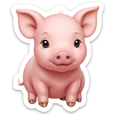 Cinematic Noble Piglet Portrait Emoji, Poised and regal, with a tiny, delicate build and a soft, smooth rosy-pink hide, deep-set soulful beady eyes, Simplified yet sharp and sophisticated features, highly detailed, glowing with a gentle, dignified glow, high shine, intelligent and endearing, stylized with an air of miniature nobility, focused and attentive, soft glowing outline, capturing the essence of a watchful and confident little piglet, so majestic it feels as though it could scamper out of the screen with effortless authority! sticker