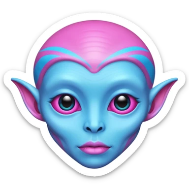 alien living in desert, pink/blue colorful, accessories, just face  sticker
