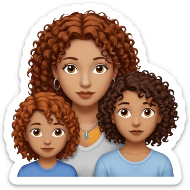 Create a family. A young hot mom. She is an alt girly with dark curly hair, an eyebrow piercing, and a nose ring. Her two teenage kids are gay girlies. One has shoulder length auburn hair and has an eyebrow ring. The other has short bleached curly hair, bleached eyebrows and a lip ring sticker
