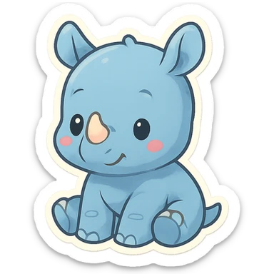 cute blue baby rhinoceros sticker