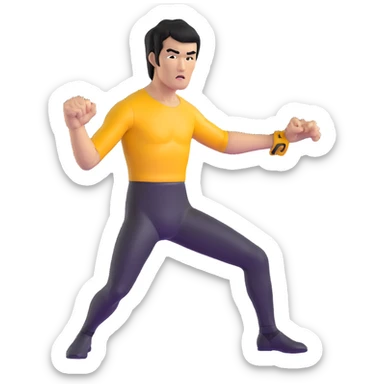 Bruce Lee performing his famous one-inch punch martial arts move sticker