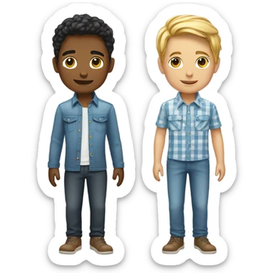 two boys in stylish shirts sticker