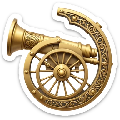 A sigil crest bearing a magical cannon sticker