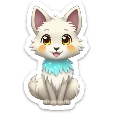 Cute Kawaii Chibi Anthro Fur-Sona Pretty Shiny Colorful Sparkly Fakemon Full Body sticker