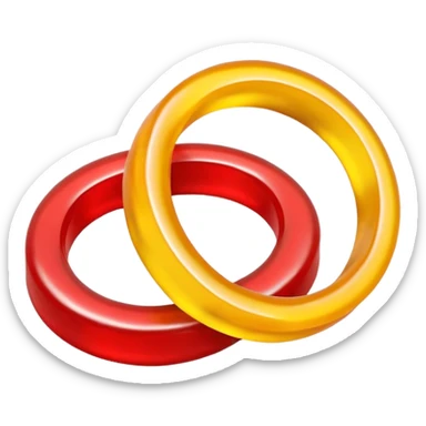 emoji de 2 gomitas en forma de aro una colo rojo y otra amarillo de gran grosor sticker