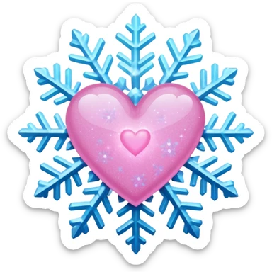 snowflake pink heart color white baby blue and pink glitter glow sticker