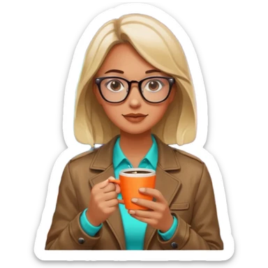 Woman with coffee , coffe shop neon glow, Midnight Wander. sticker