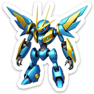 Shiny Futuristic Cool Fakemon-Pokemon-Digimon-Spectrobes-Medabot-fusion, full body sticker