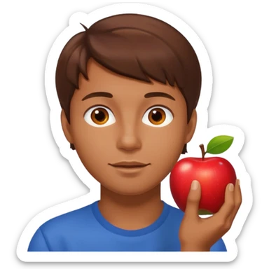 I want you to create an emoji of a SPANISH SERGEANT ,  He should be a young guy with brown hair, brown eyes, his skin color like he’s tan and he’s eating an apple  sticker