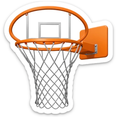 basketball hoop object icon, backboard and rim, net details, 3D cartoon, mobile game icon style, centered, clean background, no text, no watermark
 sticker
