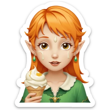 
a girl elf in orange hair with vanilla ice cream




 sticker